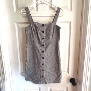 Hollister Striped Button Front Pinafore Dress Womens Size S Black White Casual